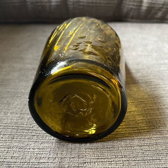 Vintage Hand Blown Avocado Optic Swirl Glass Mini Pitcher with Applied Handle - Picture 6 of 9